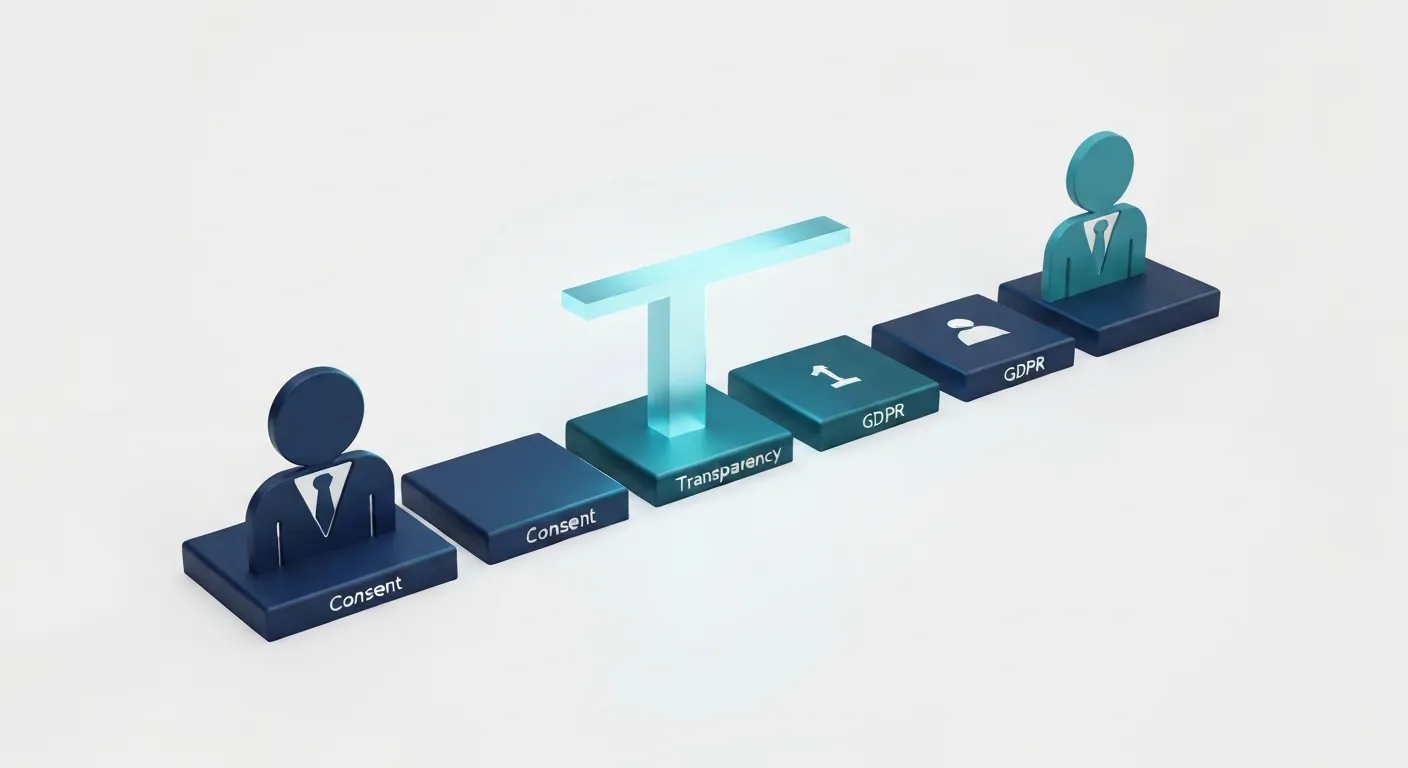 A conceptual image showing a solid bridge being built between a company icon and a customer icon, with the bridge's foundations labeled 'Transparency' and 'Consent', illustrating how a CMP builds trust.