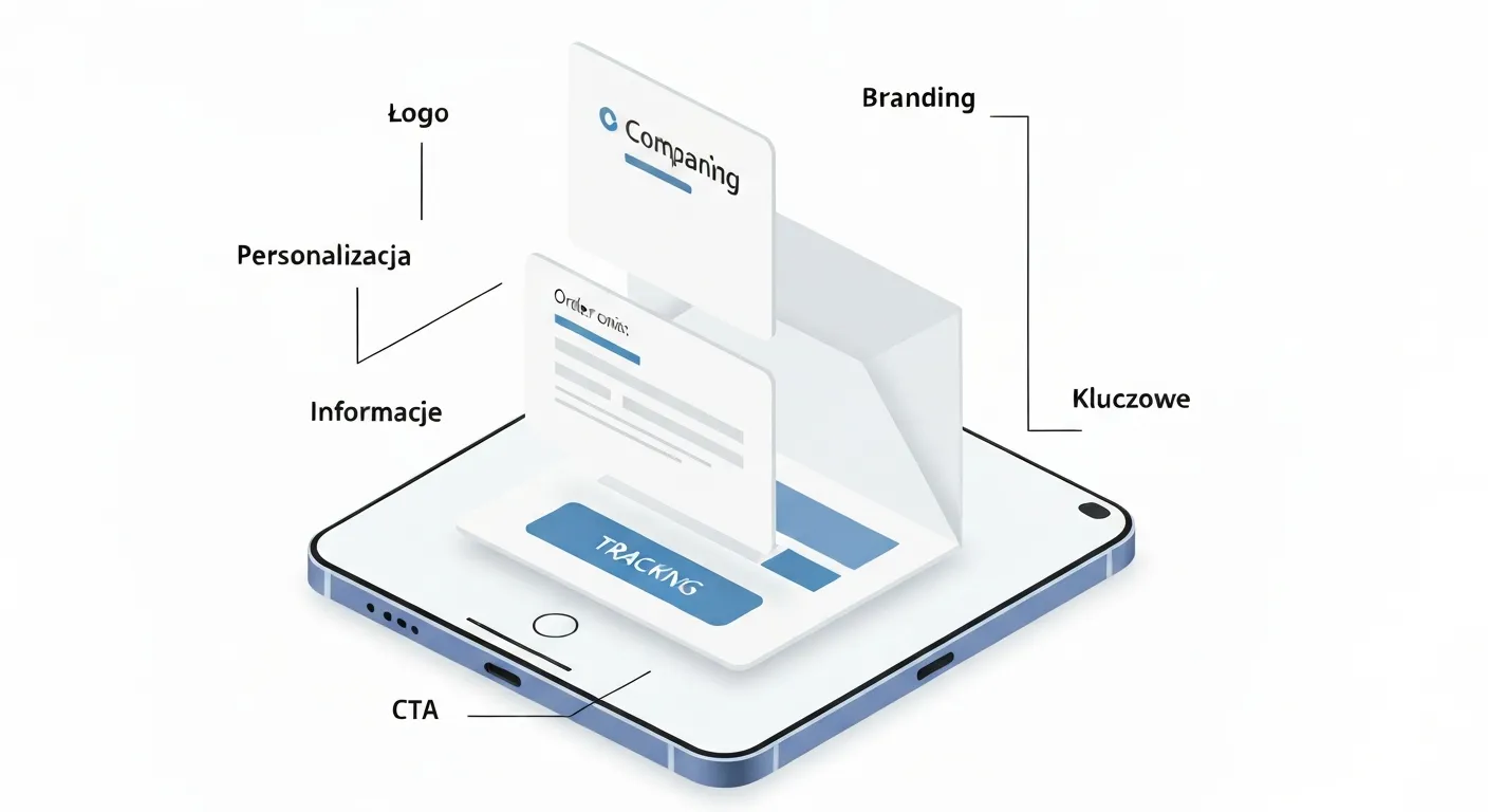 An anatomy of a perfect transactional email shown on a smartphone screen, with callouts pointing to key elements like branding, personalization, and key information.