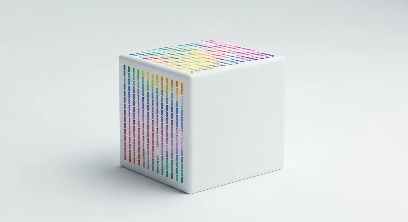 Abstrakcyjna ilustracja przedstawiająca ryzyko 'scope creep'. Starannie zdefiniowany, solidny sześcian reprezentujący zakres projektu, z którego zaczynają wyrastać małe, niekontrolowane pnącza i dodatkowe elementy.