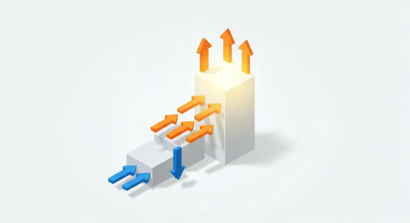 Izometryczna ilustracja wyjaśniająca system głosowania na Reddicie, gdzie posty z dużą liczbą 'upvote'ów' wznoszą się na szczyt, a te z 'downvote'ami' stają się mniej widoczne.