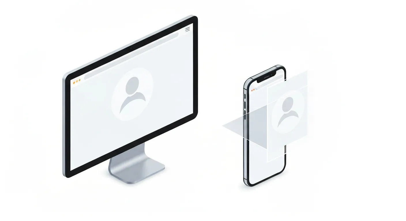 An isometric diagram showing a social media cover photo being displayed on a desktop computer and a smartphone, highlighting the 'safe zone' for mobile optimization.