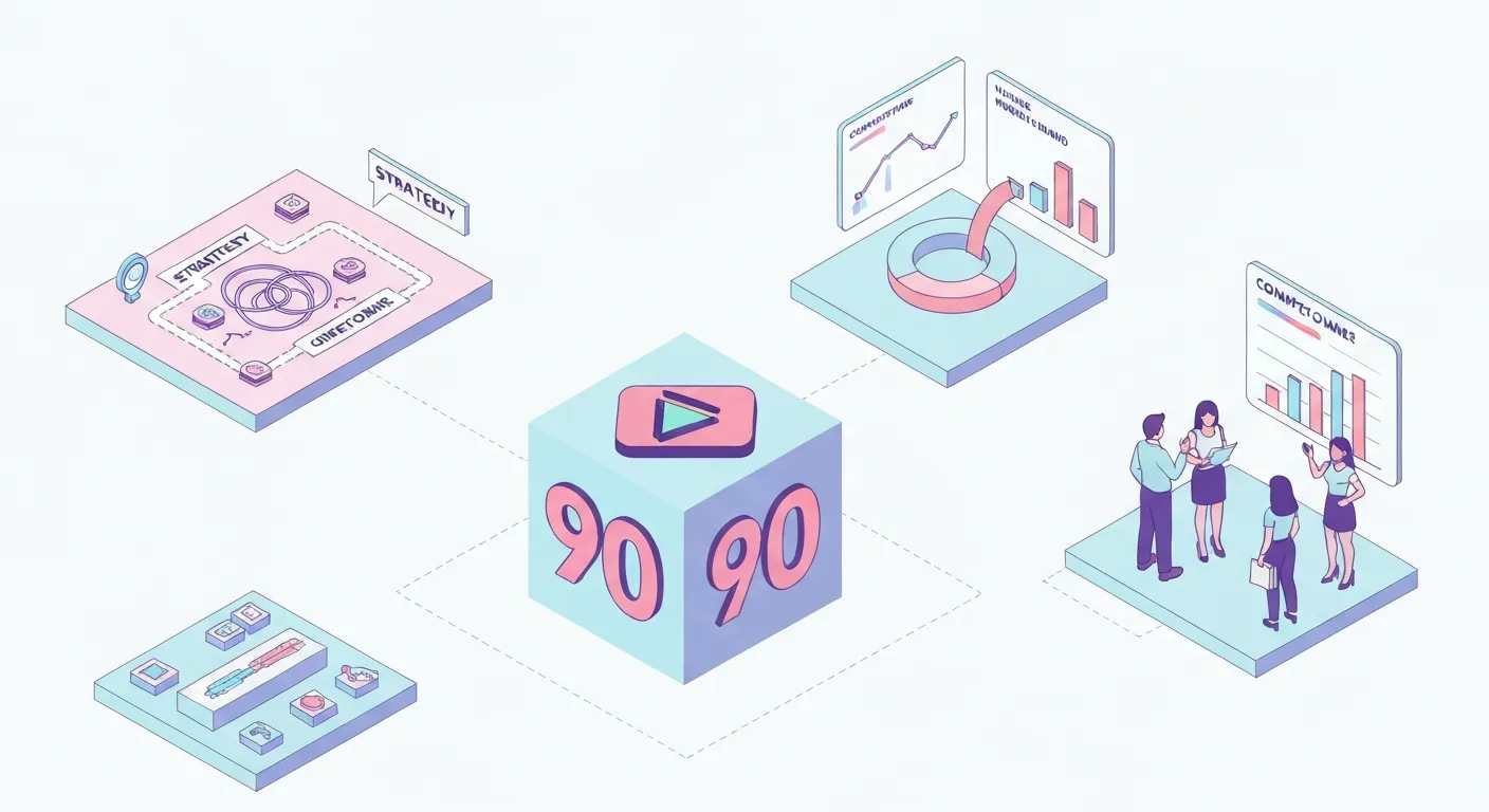 An isometric business illustration showing various signals that indicate a need for rebranding, such as an outdated design, a changing target audience, and growing competition.